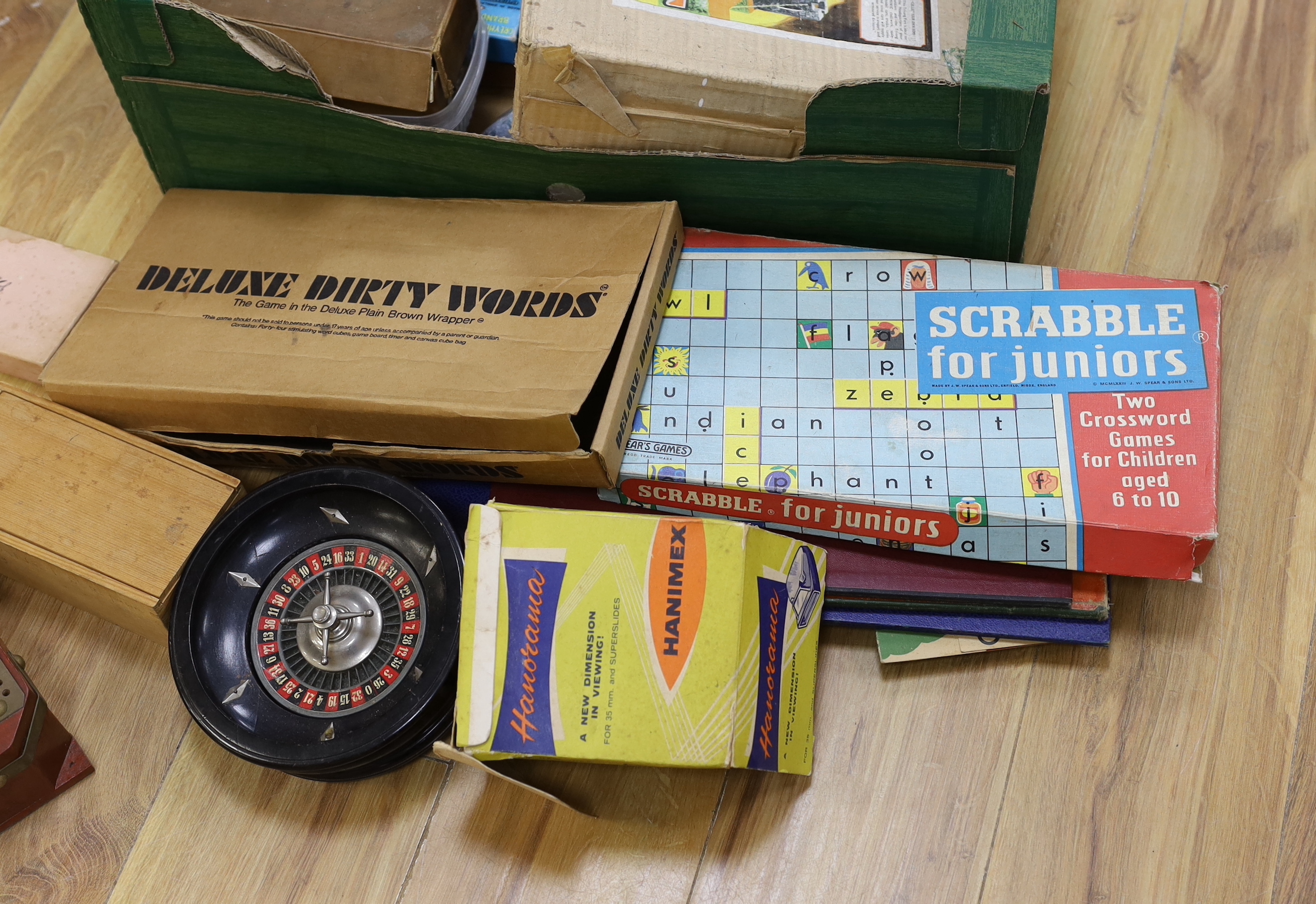 Assorted toys and games, books including chess set